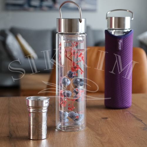 Butelka Szklana JM z zaparzaczem `Kwiat Wiśni` 400ml